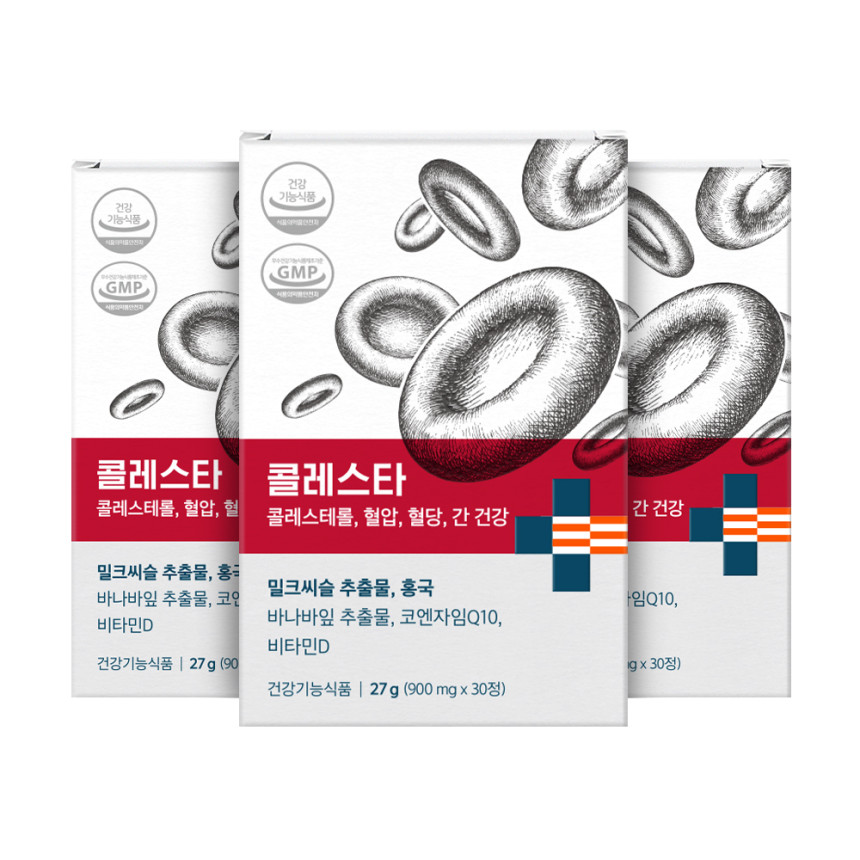 콜레스타 콜레스테롤 LDL 개선 홍국 혈압 코엔자임Q10 밀크씨슬 MSQ 30정, 3개 [원산지:상세설명에 표시]