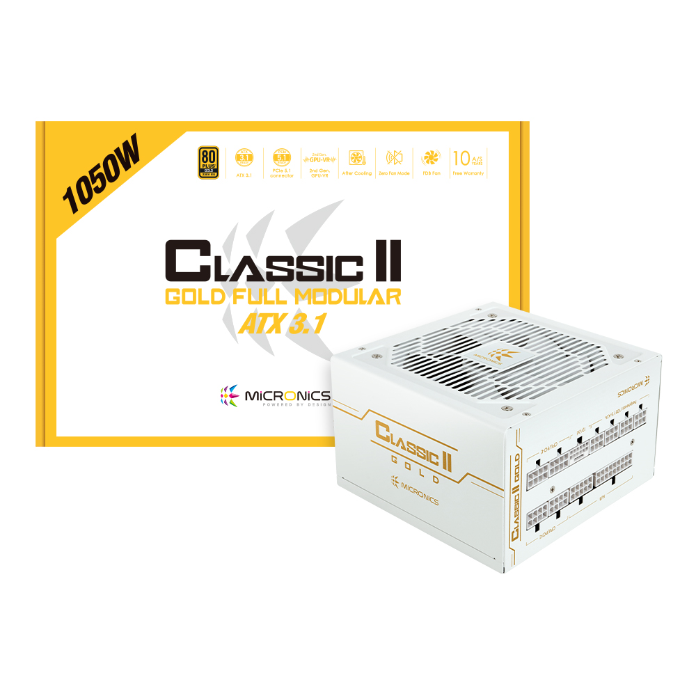 마이크로닉스 Classic II 1050W GOLD 풀모듈러 ATX3.1 화이트 PC 파워 - 메인 이미지