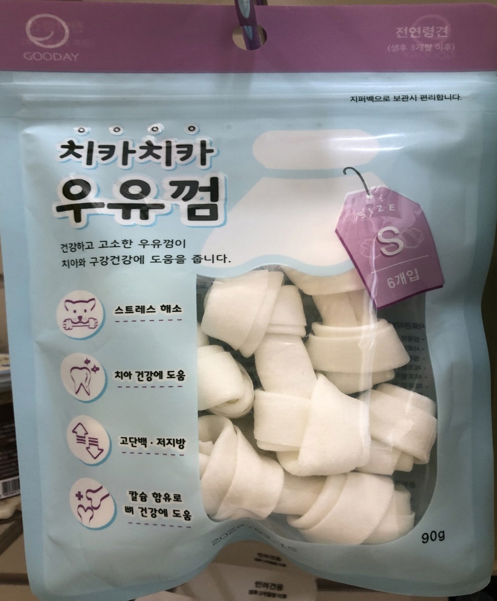 비손플러스 치카치카 반려견 애견 도그 우유껌 S 90g 6P : 비손플러스