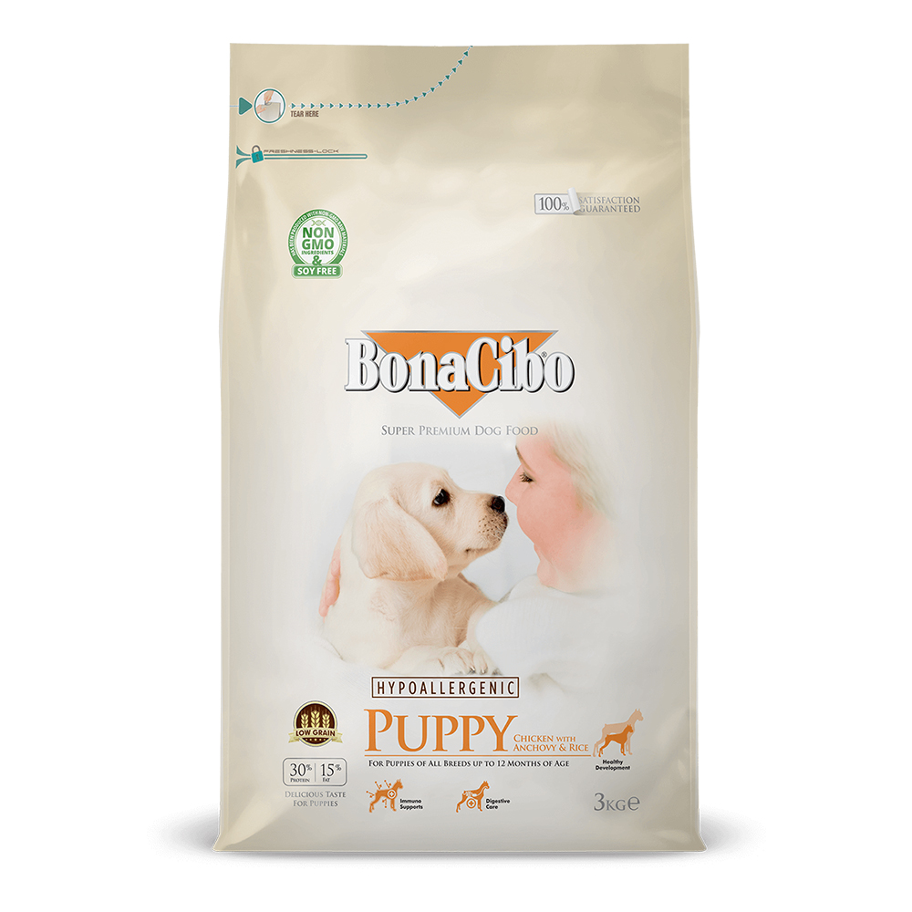 보나시보 퍼피 치킨 엔초비 & 라이스 3kg 강아지사료 - 상품 이미지