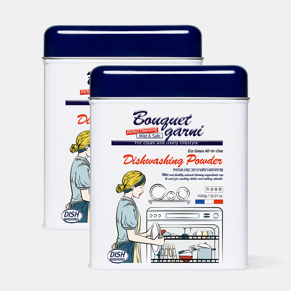 [2개] 부케가르니 에코 그린 식기세척기 세제 파우더형 1kg sk lg 밀레 삼성 호환