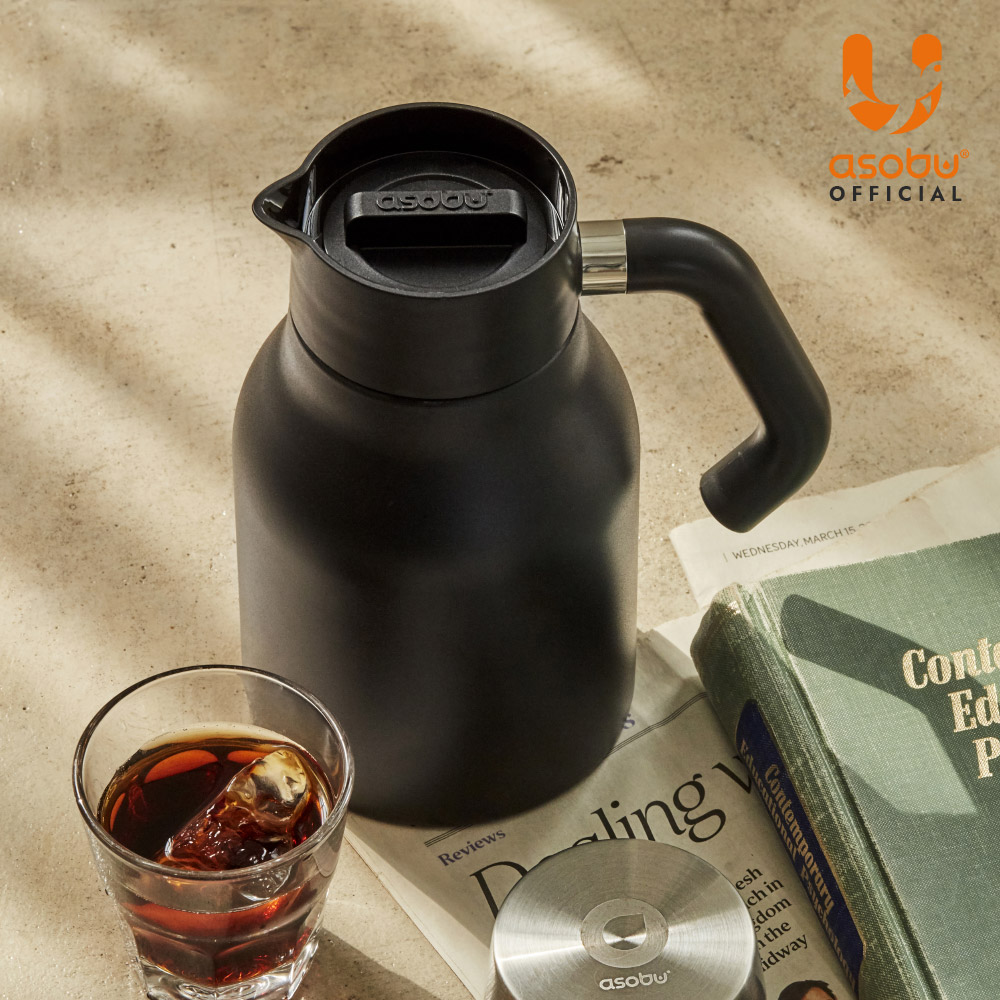 아소부 스테인레스 보온보냉 핸들서버 주전자 1000ml, 블랙 - 상세 이미지 3