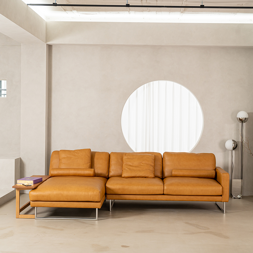 PH5 이태리 내추럴 통가죽 천연면피 소가죽 4인소파 전체가죽 가죽모듈