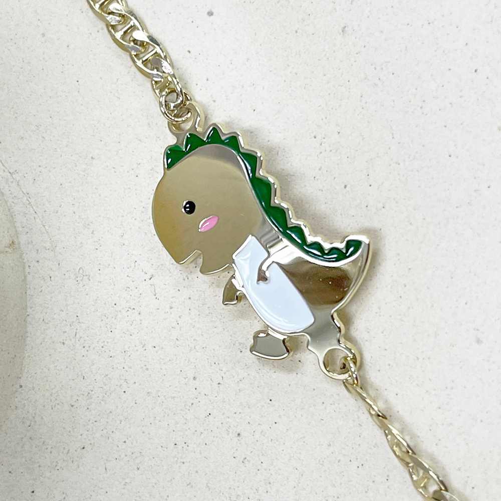 티라노 렉스 공룡 14k gold 금 미아방지팔찌 이미지 8