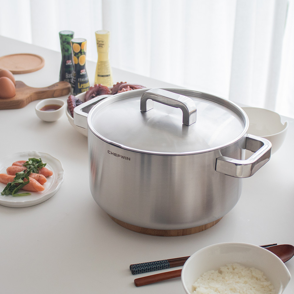 쉐프윈 명품 프리미엄 316 인덕션냄비 통5중 스텐 양수냄비 24cm