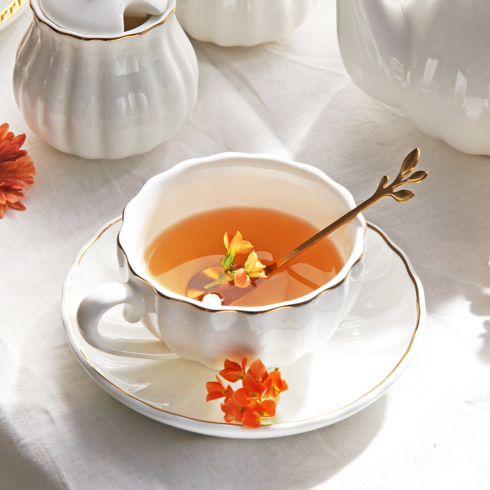 벨류세라믹 다이애나 커피잔 카페 브런치 빈티지 / 티컵소서세트 240ml