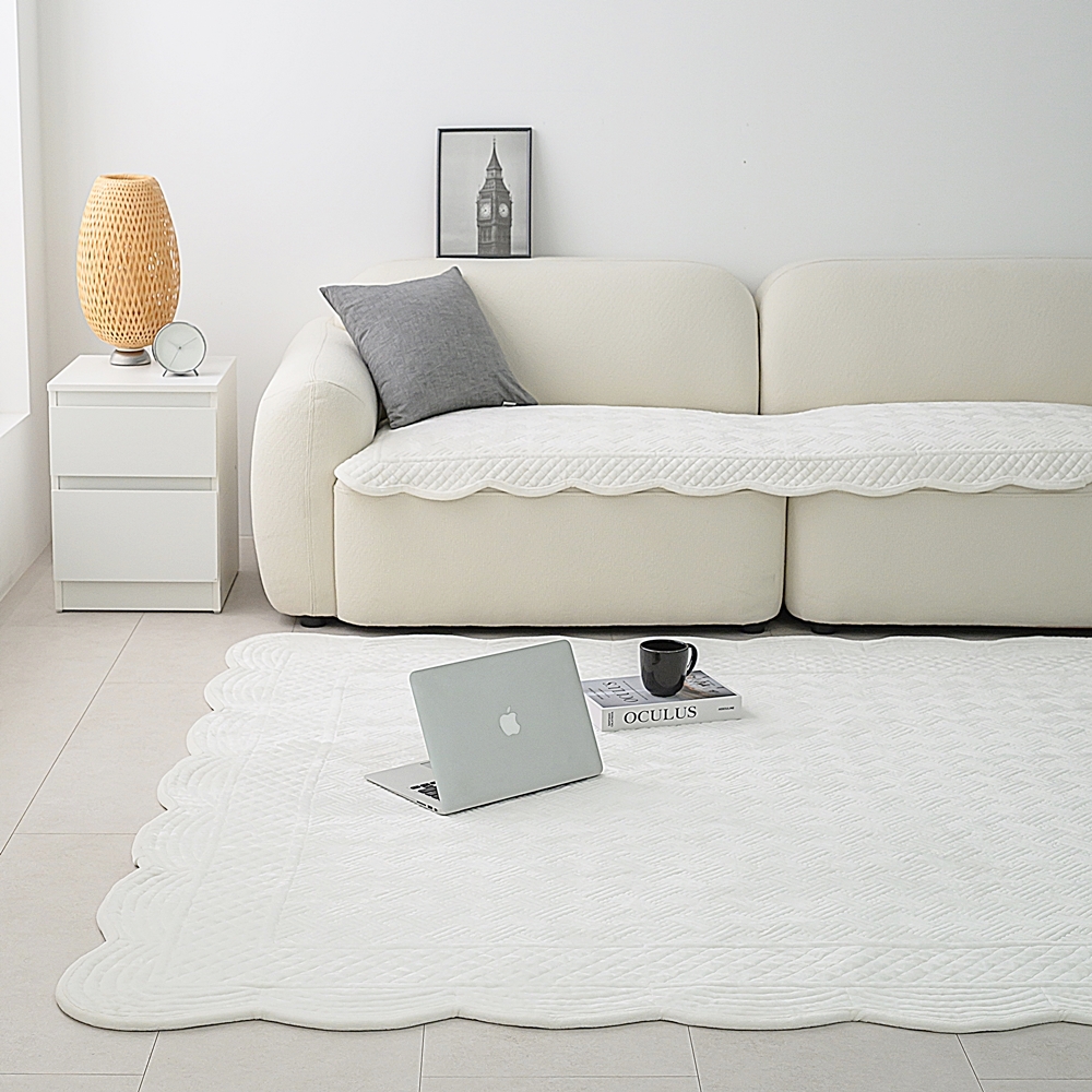 나라데코 극세사 워싱 목화솜 자수퀼팅 쇼파패드 카페트 160x210