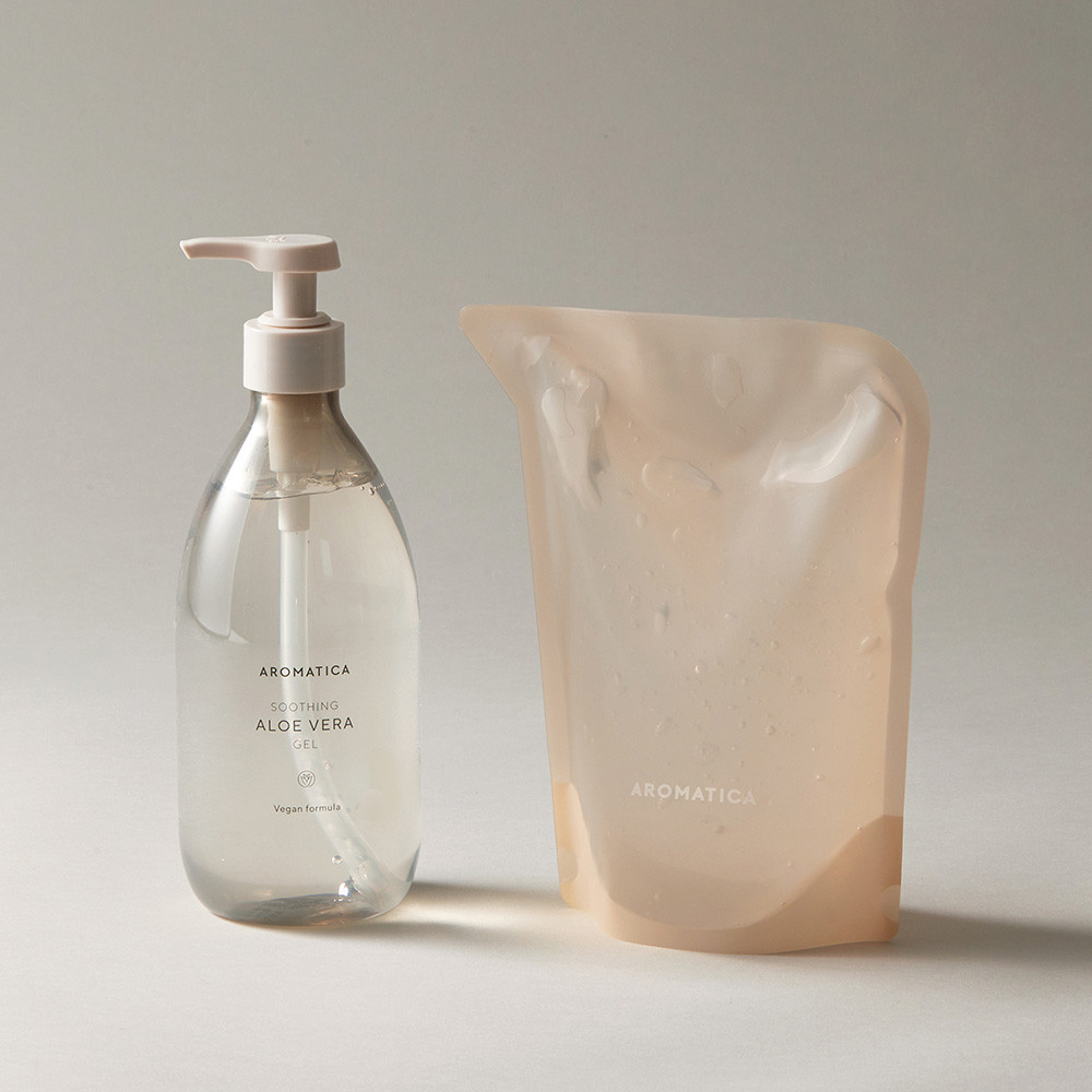 아로마티카 수딩 알로에 베라 젤 본품 & 리필 세트 (300ML+500ML) 고보습 바디로션 대용량 알로에젤 알로에 수딩젤