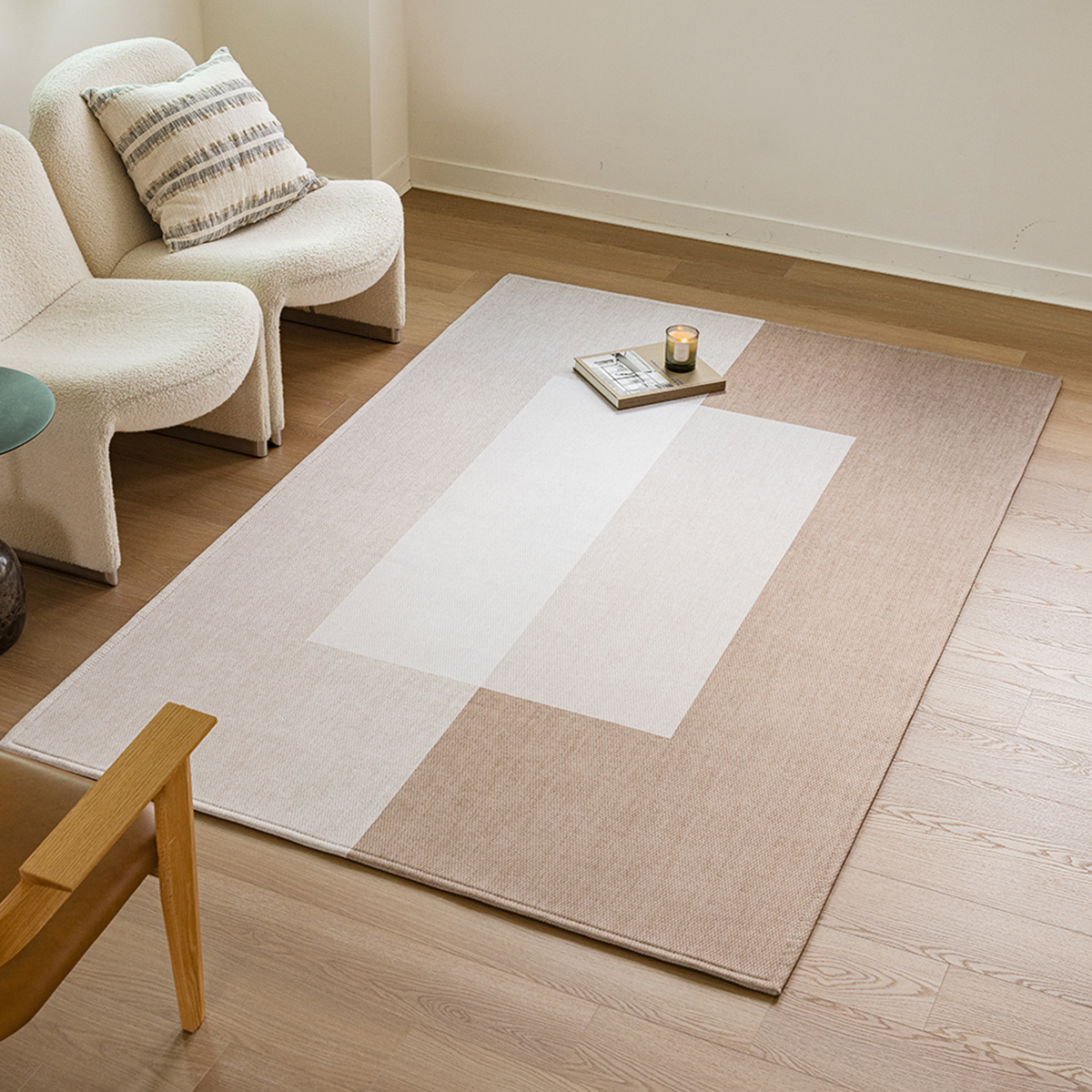 먼지없는 워셔블 사계절 거실 방수 러그, 브릭 베이지, 대형 200x145
