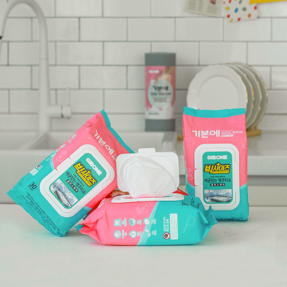 기본에 빅사이즈 세균닦는 행주티슈 6팩 일회용 주방 행주 물티슈