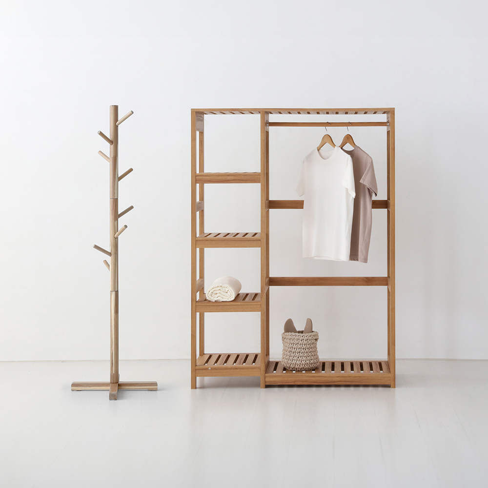 비나트 선반행거 WRM150110 + TANG 원목스탠드행거 154 아카시아 세트
