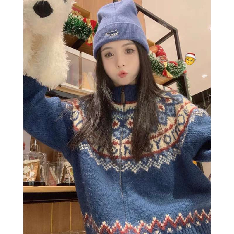 노르딕가디건 블루 코위찬 페어아일 가디건 빈티지 스웨터 - 상세 이미지 2