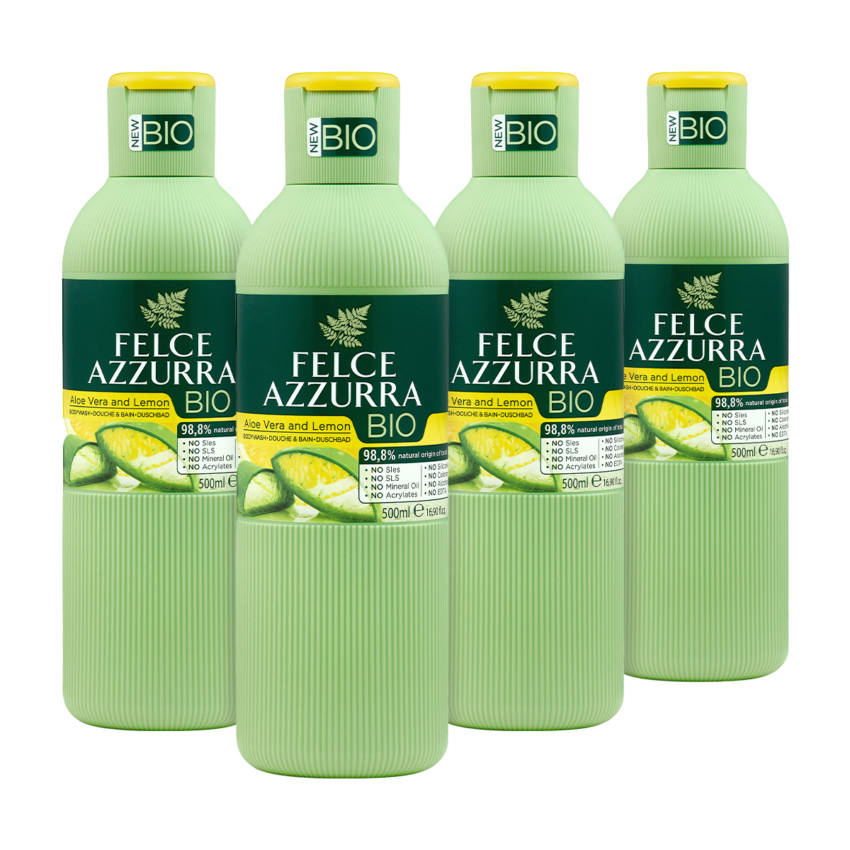 펠체아주라 이탈리아 149년 명품 유기농 바디워시 알로에베라&레몬 바이오 500ml 4개 - 메인 이미지
