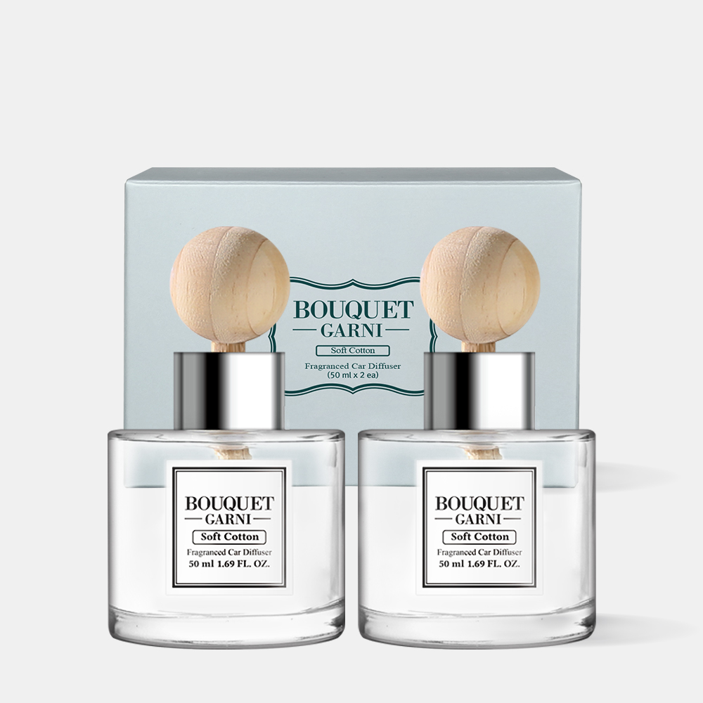 [2개] 부케가르니 차량용 디퓨저 50ml 소프트코튼 향