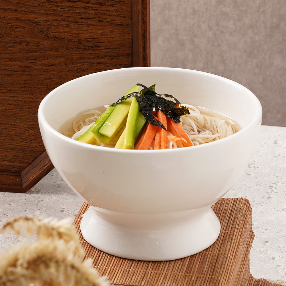 삼지연 굽 면기 도자기 냉면 국수 라면 냉면기 짜장면 그릇 1호, 화이트 - 상품 이미지