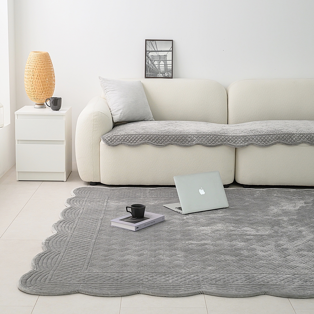 나라데코 극세사 워싱 목화솜 자수퀼팅 쇼파패드 카페트 160x210