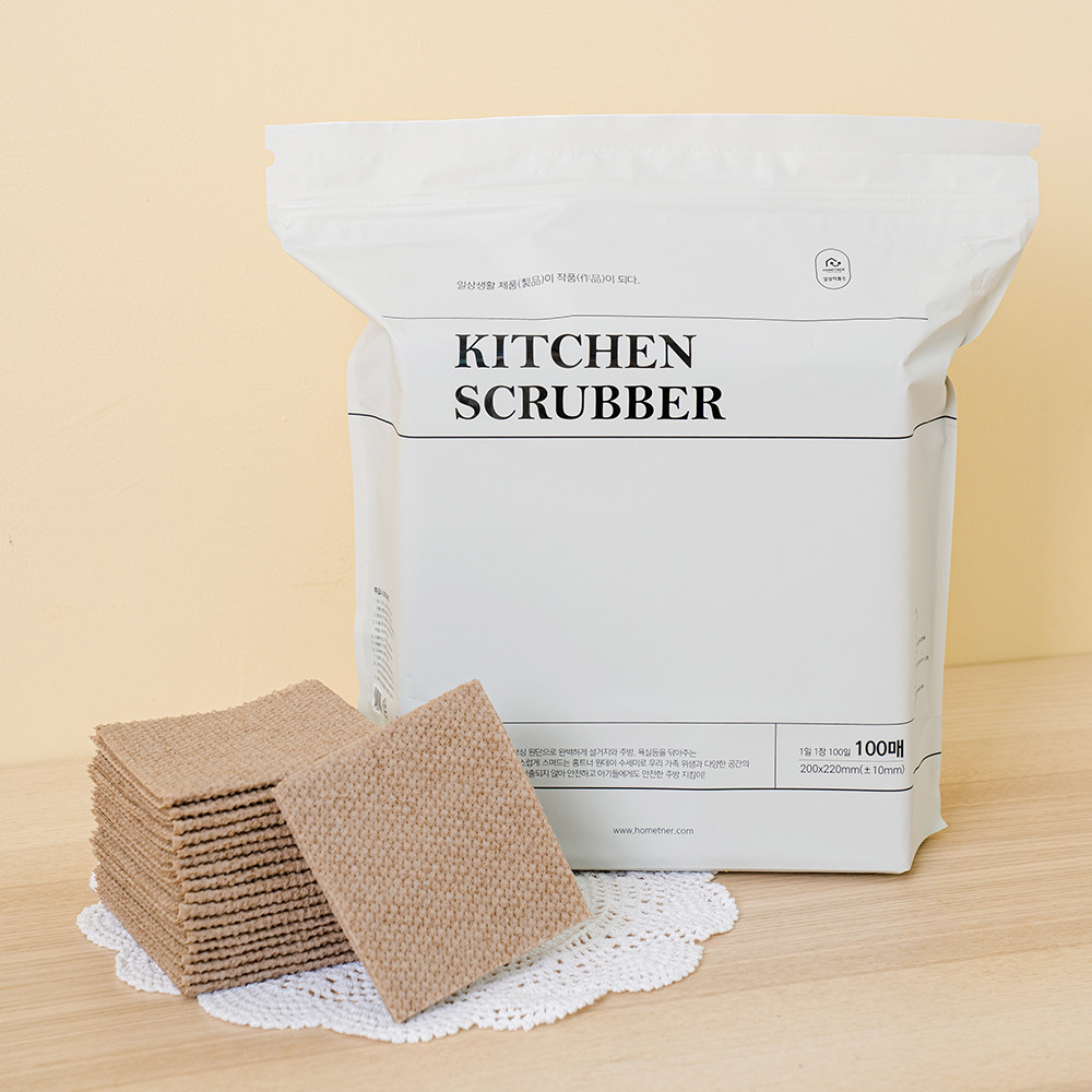 홈트너 주방 뽑아쓰는 일회용 수세미 100개입, 1개
