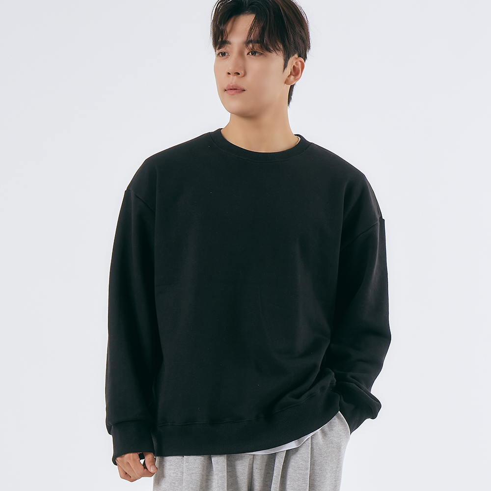 남자 맨투맨 오버핏 남녀공용 국내생산 헤비웨이트 면 무지 긴팔 티셔츠 봄 가을 겨울 - 상세 이미지 5