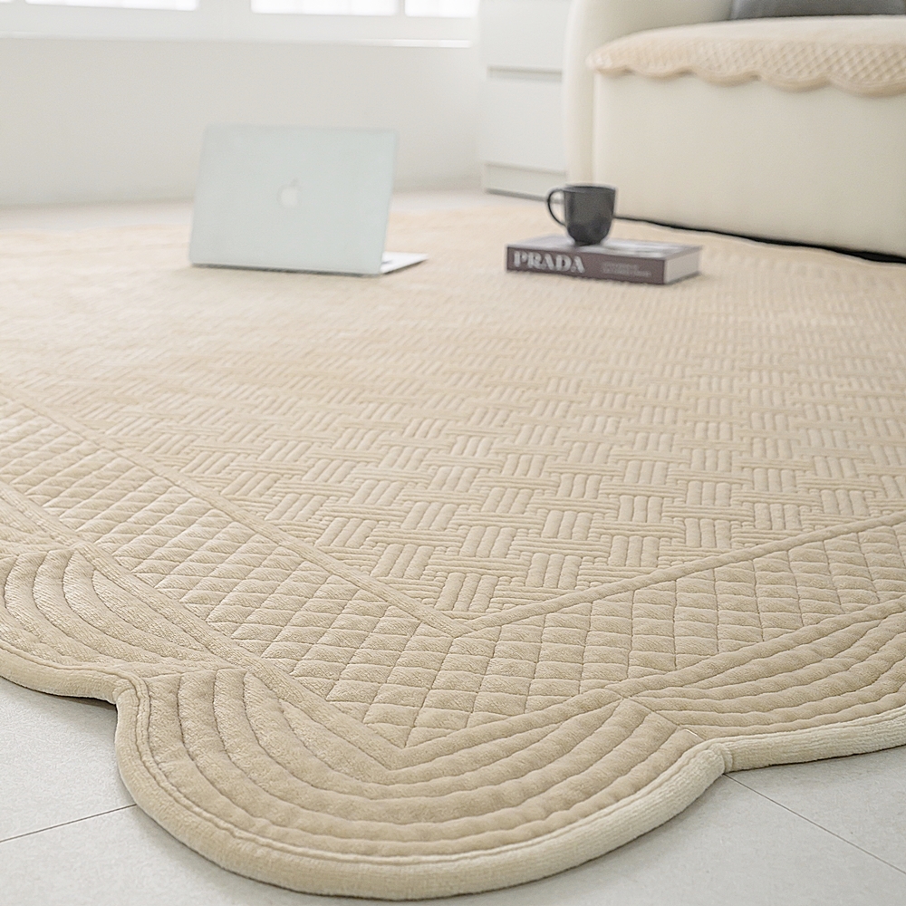 나라데코 극세사 워싱 목화솜 자수퀼팅 쇼파패드 카페트 160x210