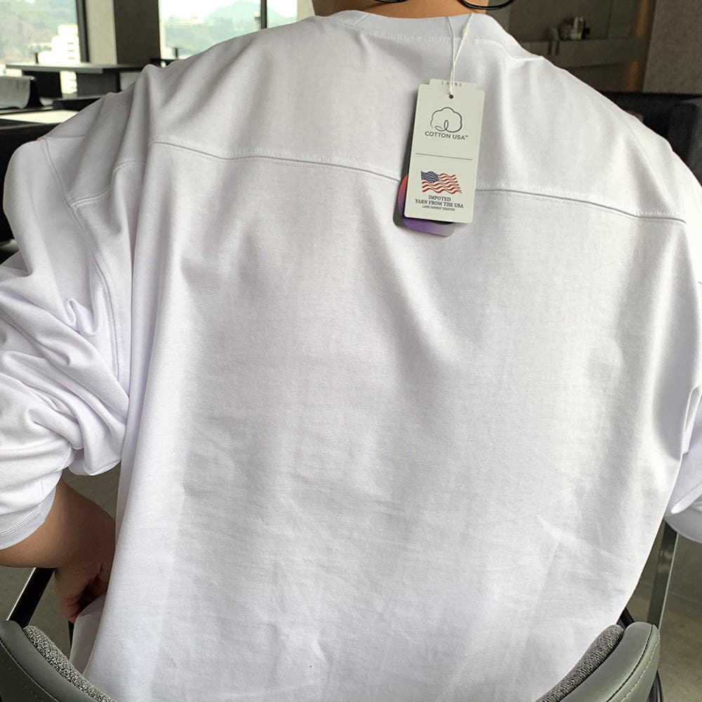 시크놈 긴팔티셔츠 남자 흰색 레이어드 USA LAINE