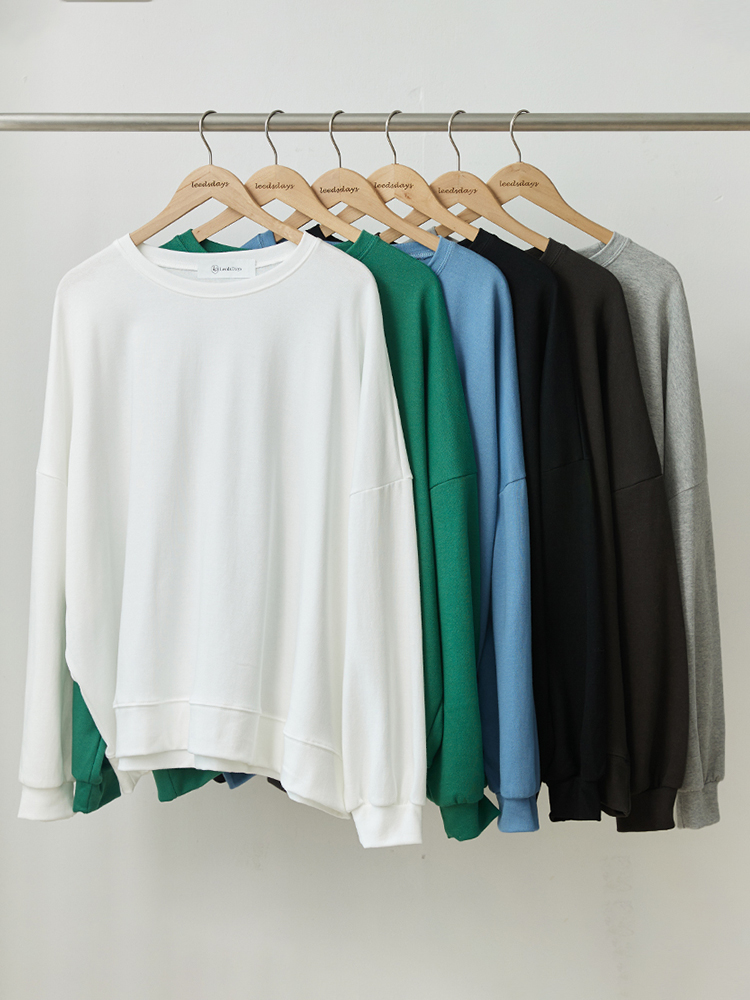 워닝 루즈핏 오버핏 코튼 맨투맨 티셔츠