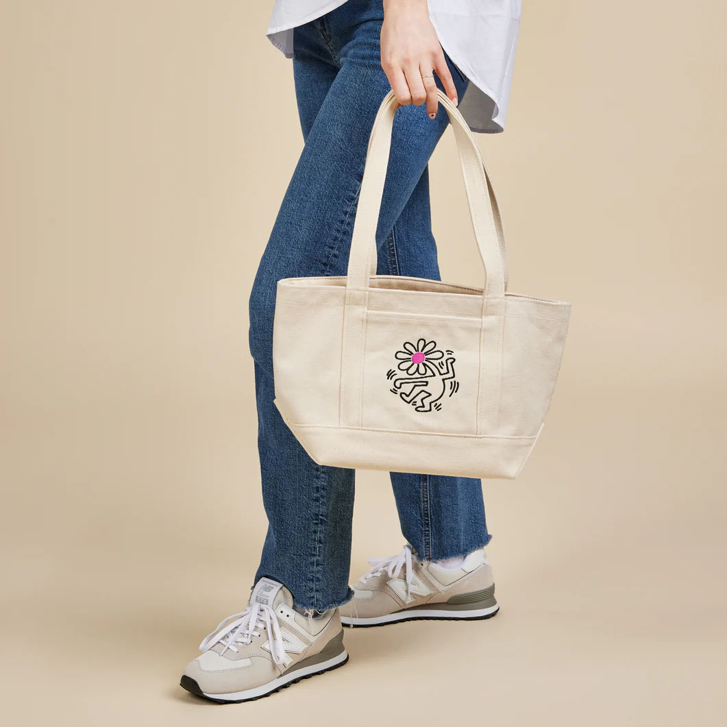 모마 X 바쿠 토트백 헤비 웨이트 캔버스 스몰 가방 Keith Haring Flower - 상세 이미지 2