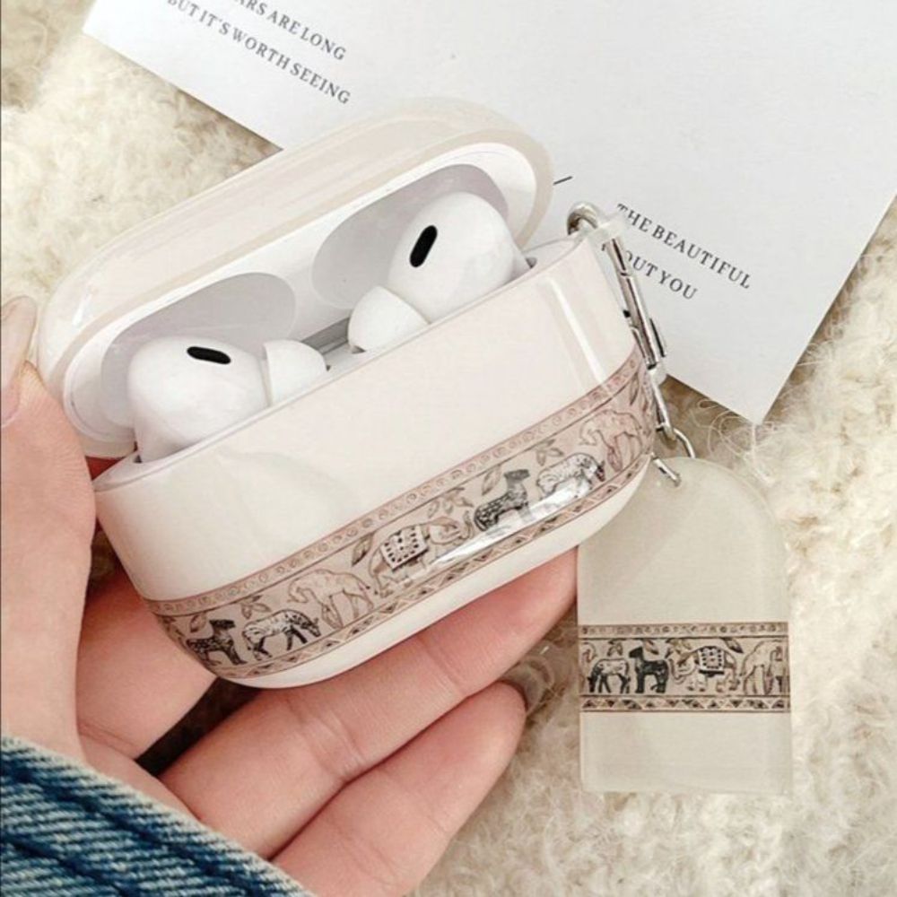 에어팟 4세대 케이스 문학적 동물 패턴 펜던트 실리컨 커버 예술 유화 동물 에어팟 프로 - 상세 이미지 3