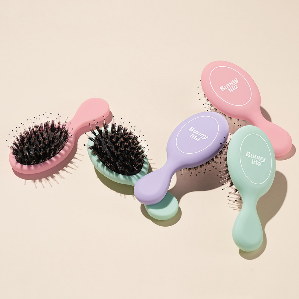 버니리타 휴대용 미니 돈모브러쉬 두피마사지 파스텔 귀여운 헤어브러쉬 여행용 토끼빗 참빗