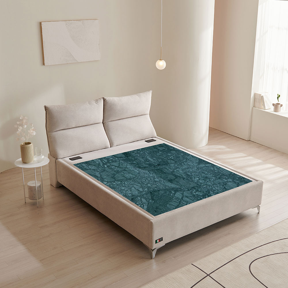장인가구 온기 아쿠아 패브릭 돌침대 프레임 Q+청옥 온열 보료