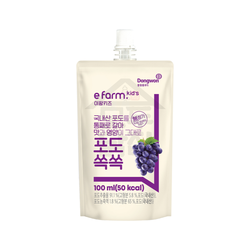 동원홈푸드 이팜키즈 쏙쏙 주스 100ml 아이간식 딸기 사과 포도 배도라지 샤인머스켓 유치원 어린이집 - 상세 이미지 4