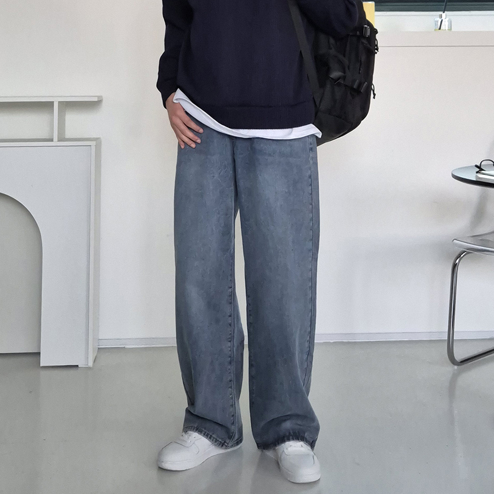 남자와이드청바지 부츠컷 데님 밴딩 남자 청바지 - 상세 이미지 2