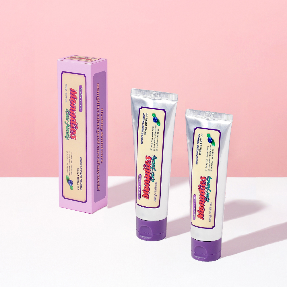 [1+1] [치약을 뱉는 아기용] 몽디에스 저불소 블루베리 베이비 어린이 키즈 치약 100g 모음