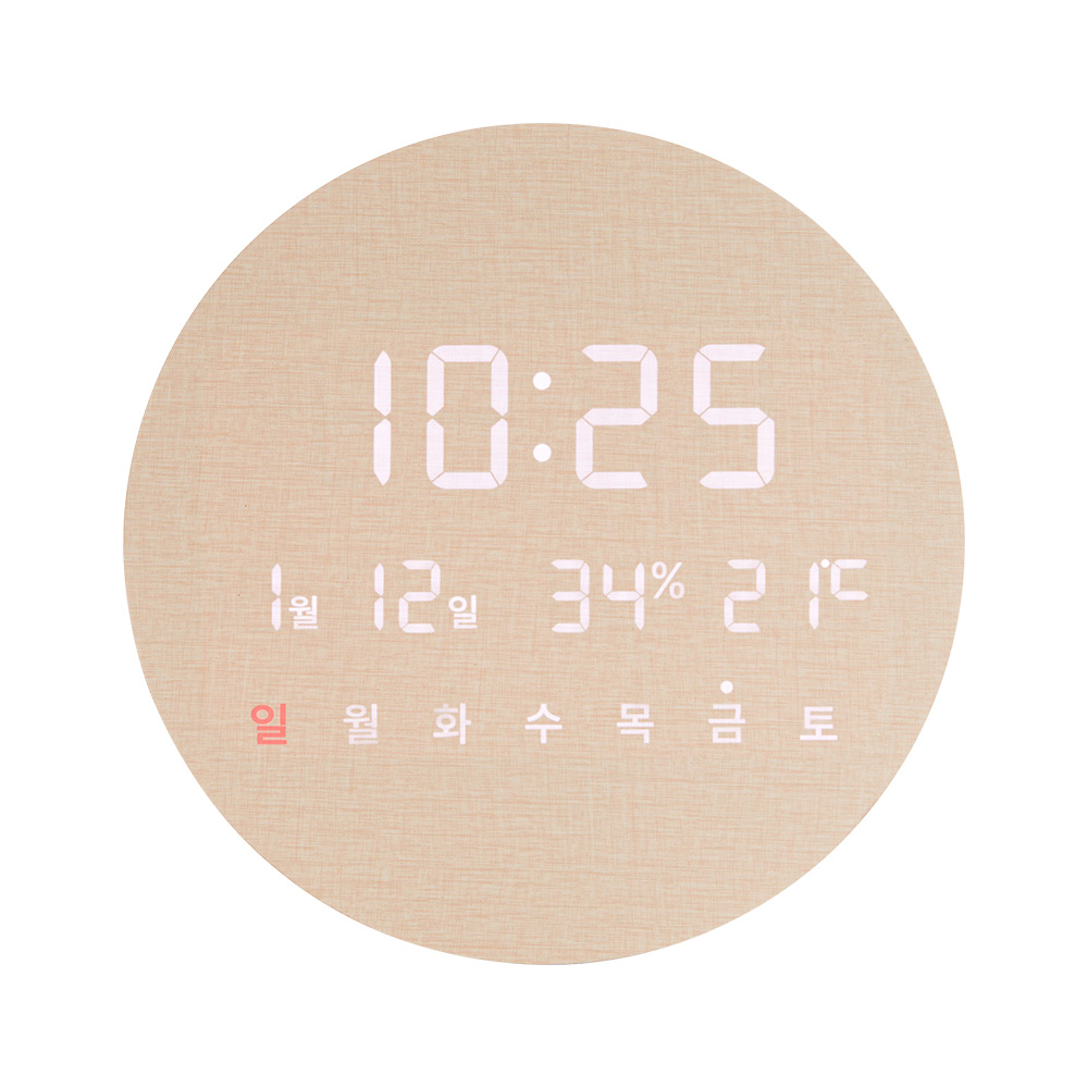 오아 모던 LED 벽시계 온습도 무소음 인테리어 거실 무타공 벽걸이 원형 29cm 시계