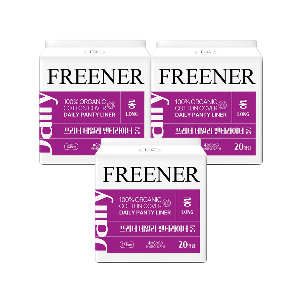 프리너 데일리 팬티라이너 롱 유기농 생리대 3팩