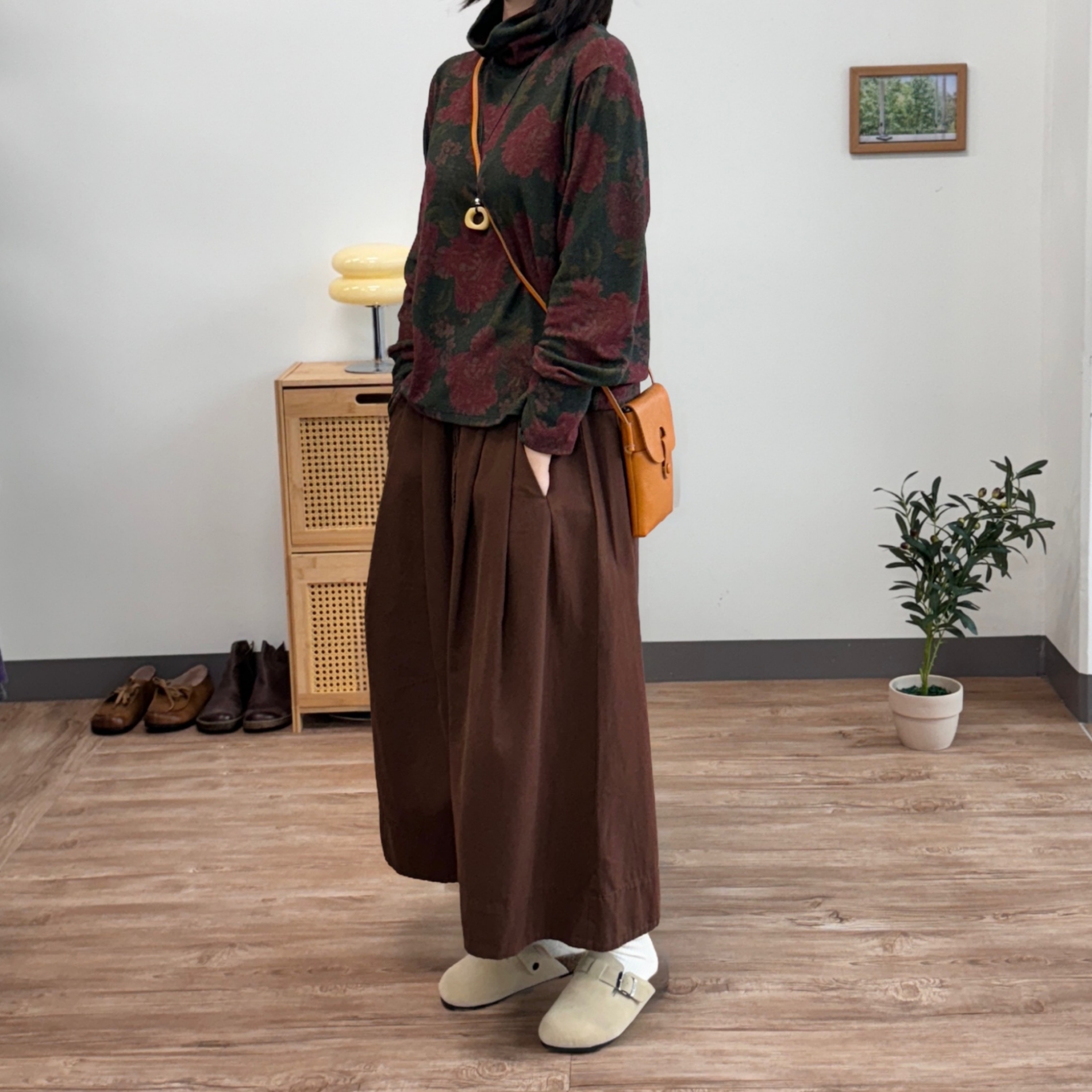 가을 겨울 목폴라티 루즈핏 빈티지 꽃 폴라티 - 상세 이미지 3