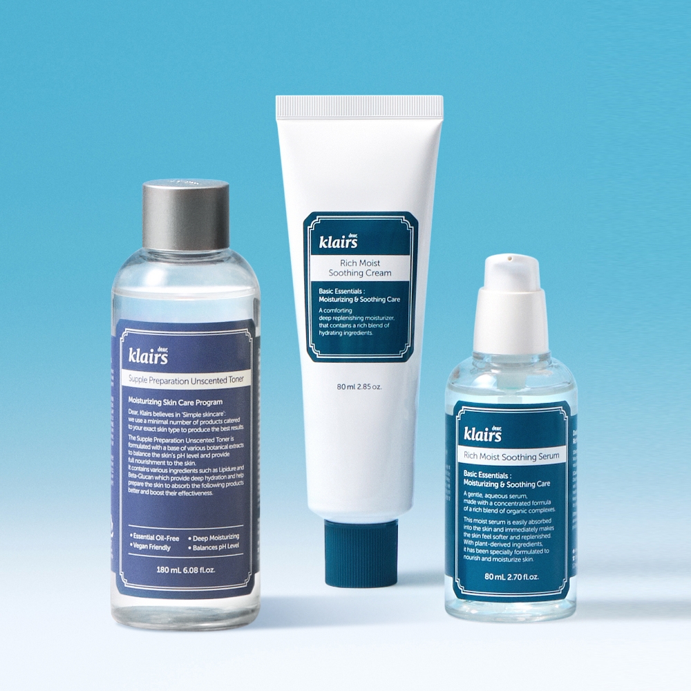 [라운지전용] 클레어스 언센티드 에센스 토너 180ml+수딩 세럼 80ml+수딩 크림 80g / 속건조 유수분 고보습 진정 장벽 제품 이미지