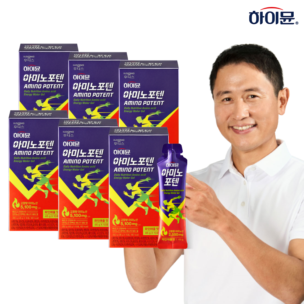 하이뮨 아미노포텐 40g x 10포 6박스 / 파인애플맛 고함량 에너지젤 아미노산 2550mg