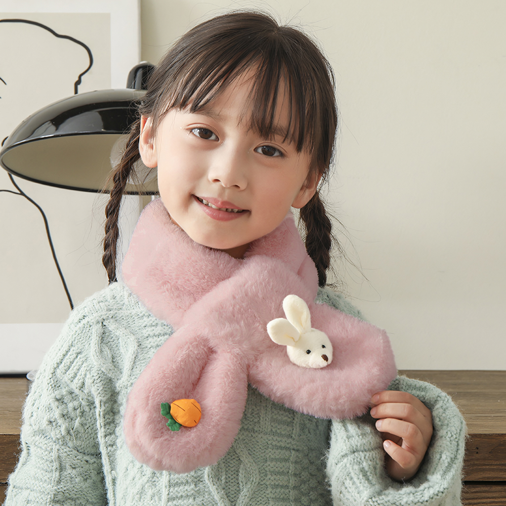 여아 아동 키즈 유아 어린이 초등 학생 아이 겨울 털 방한 토끼 목도리 머플러 - 상세 이미지 3