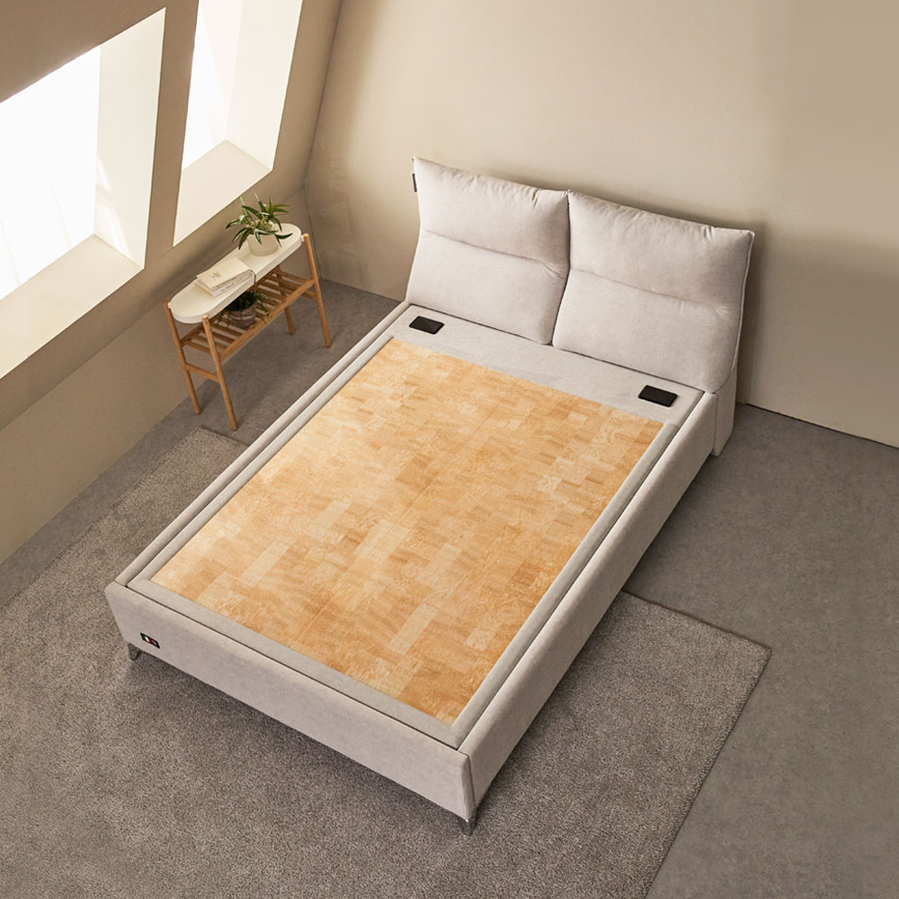 장인가구 온기 아쿠아 패브릭 돌침대 프레임 Q+황옥 온열 보료