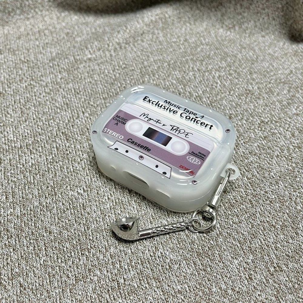 에어팟 4세대 보호 케이스 레트로 테이프 테마 반투명 커버 AirPods Pro/Pro 2세대 반투명 테이프 + 펜던트 - 상세 이미지 2