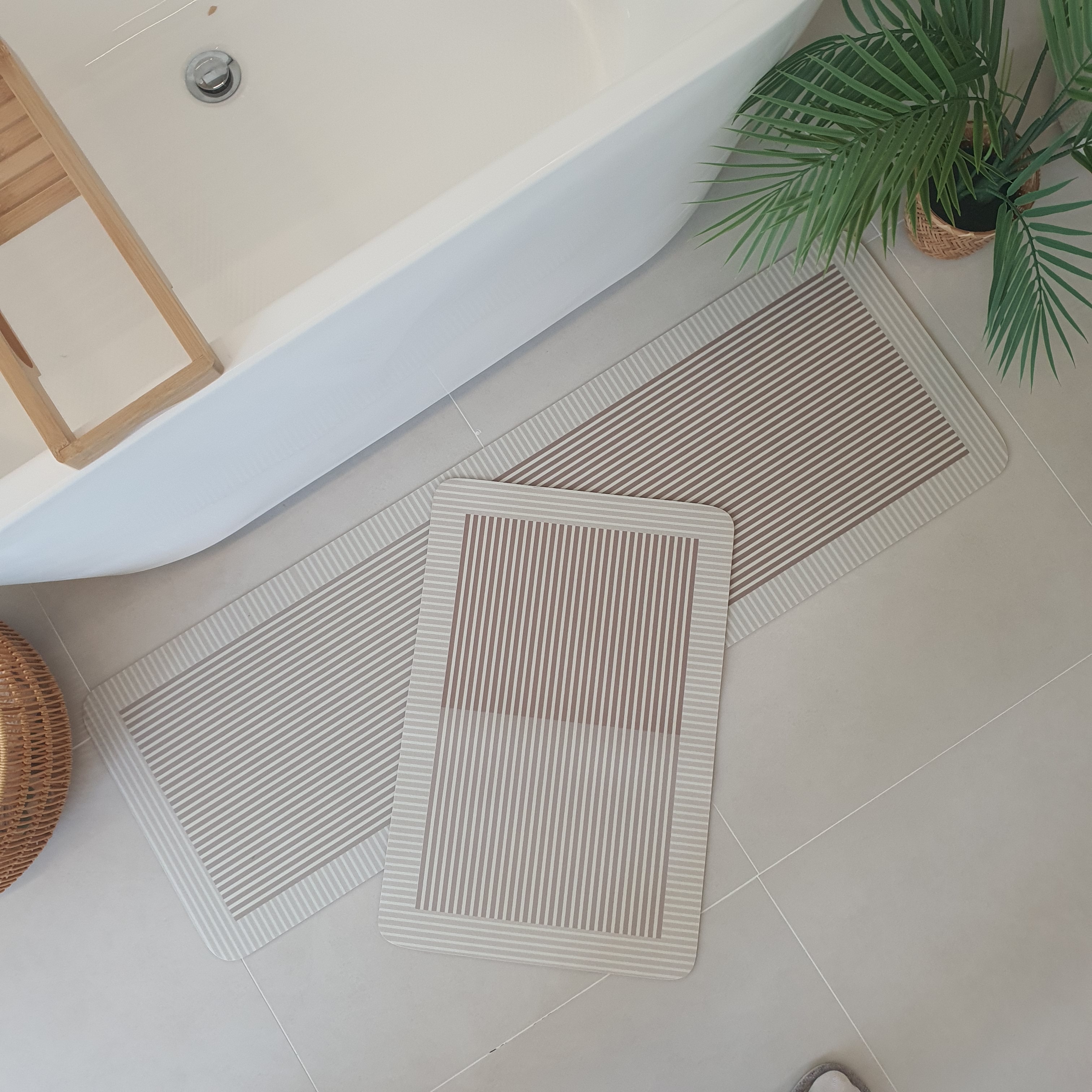 1+1 규조토발매트 주방매트 빨아쓰는 규조토 소프트 4세대 욕실 화장실 샌드사각S사이즈 2개