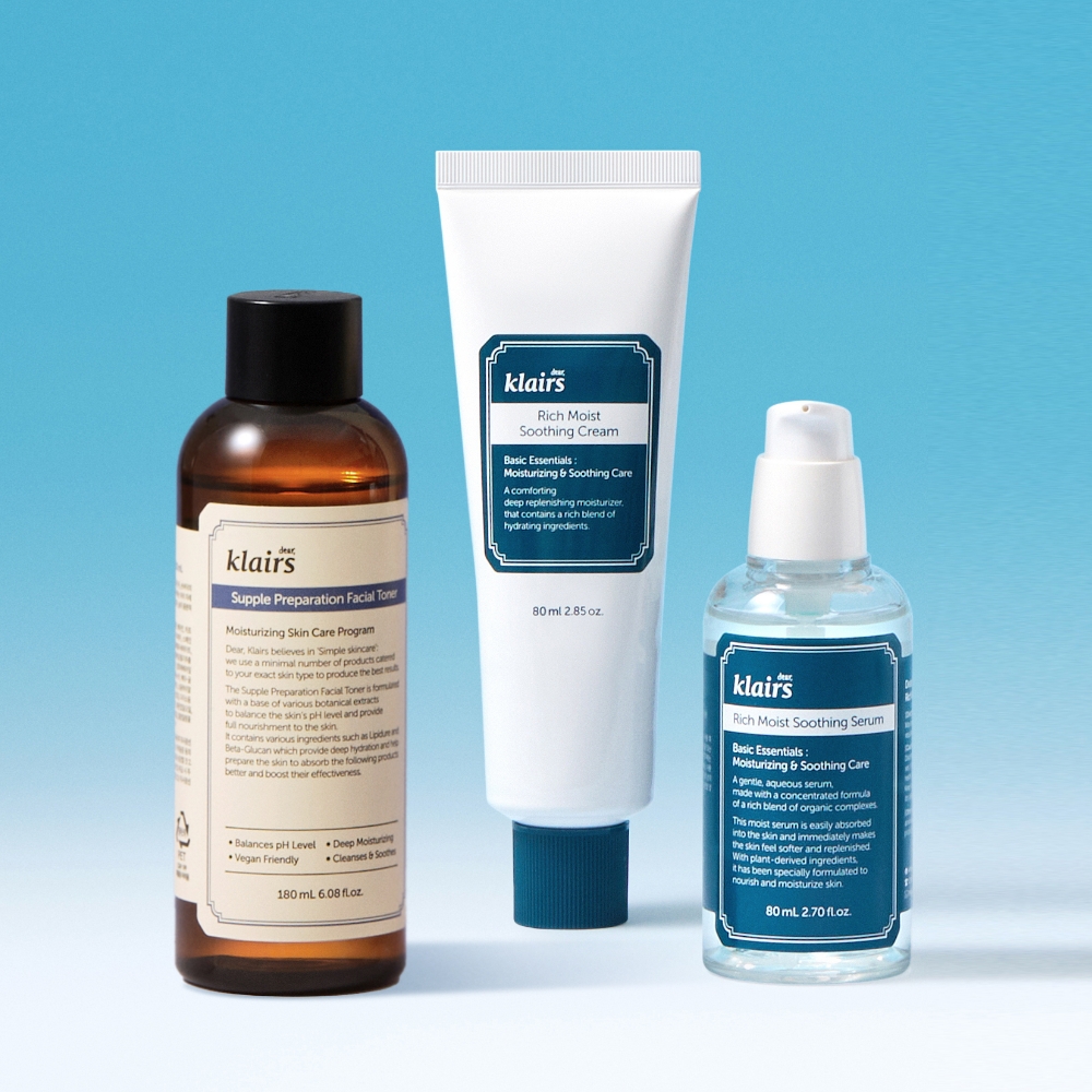 클레어스 페이셜 토너 180ml+수딩세럼 80ml +수딩크림 80g 3종 세트 - 상품 이미지