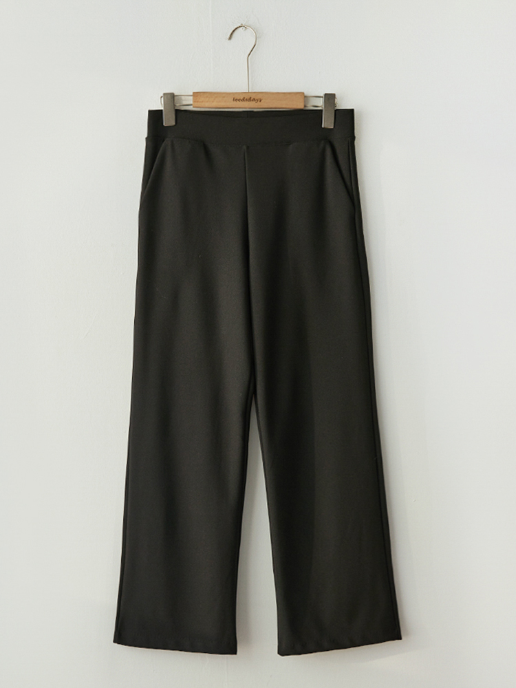 굿스판 탄탄 일자 와이드 밴딩 팬츠 슬랙스 - 상품 이미지