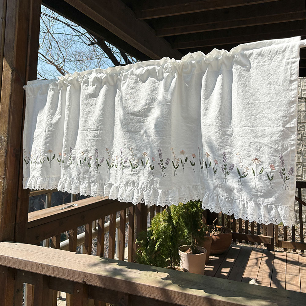 자수 플라워 주방 바란스 프릴 주방창문 커튼 가리개커튼