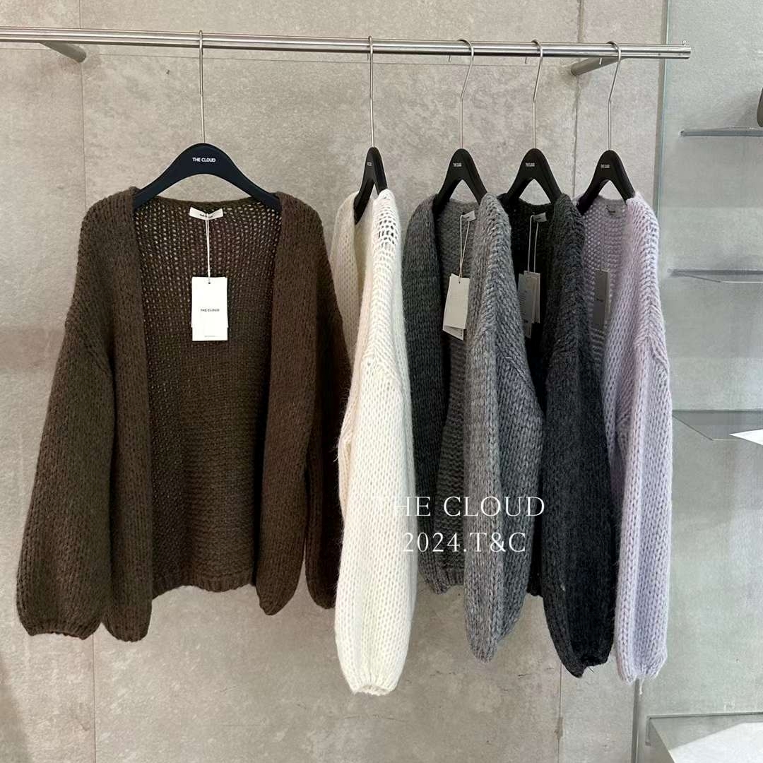 울가디건 루즈핏 니트가디건 손뜨개 짜임 겨울 미시옷 - 메인 이미지