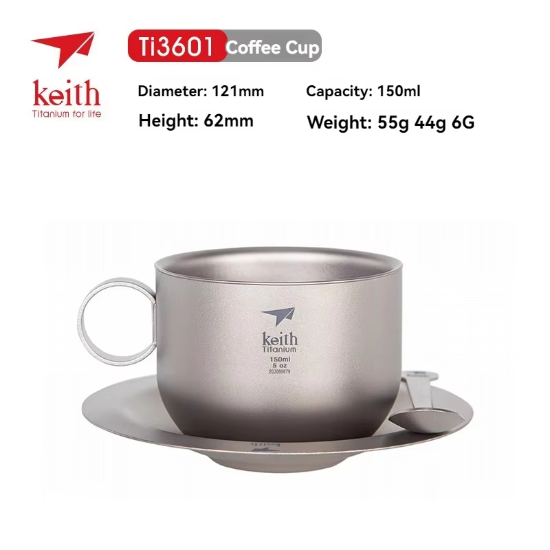 Keith 키이스 Ti3601 순수 티타늄 이중벽 커피 컵 세트 이미지 6
