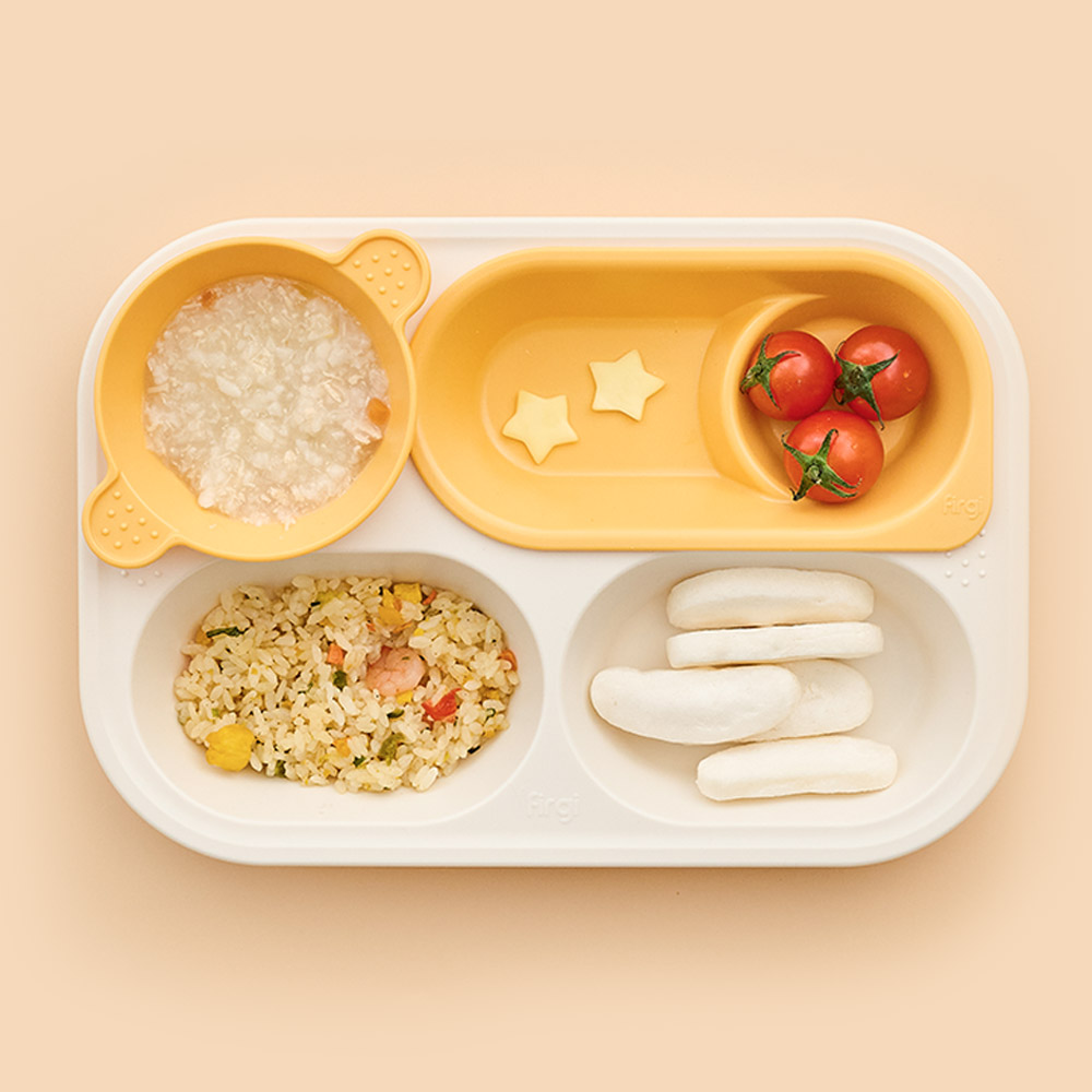 퍼기 안심 아기 에코젠 디바이더 식판 국그릇 세트 버터옐로우