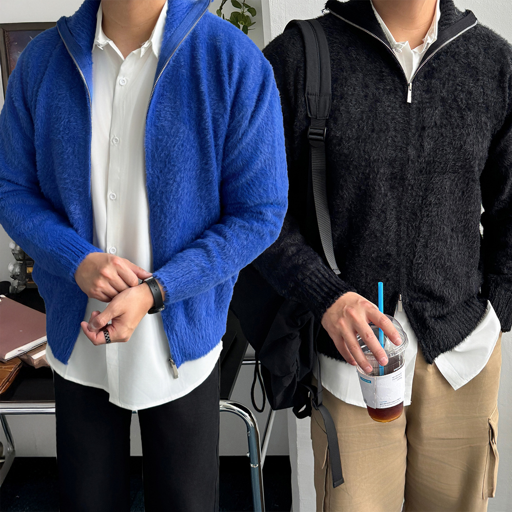 1+1 남성집업가디건 남자앙고라가디건 - 상세 이미지 5