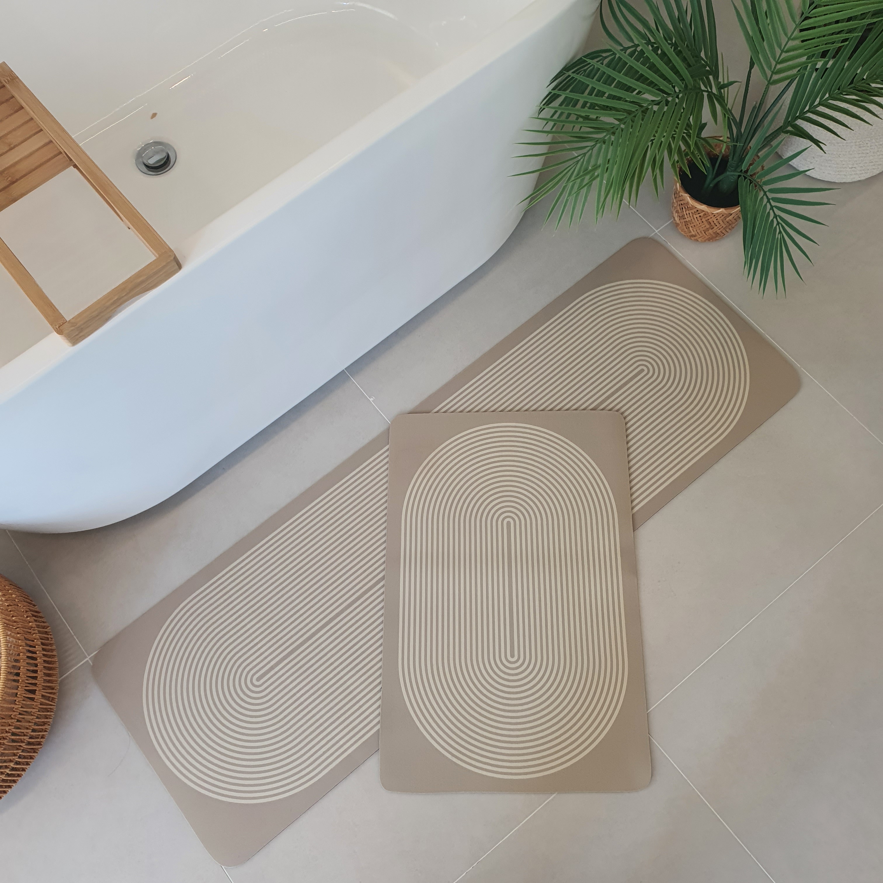 1+1 규조토발매트 주방매트 빨아쓰는 규조토 소프트 4세대 욕실 화장실 샌드사각S사이즈 2개