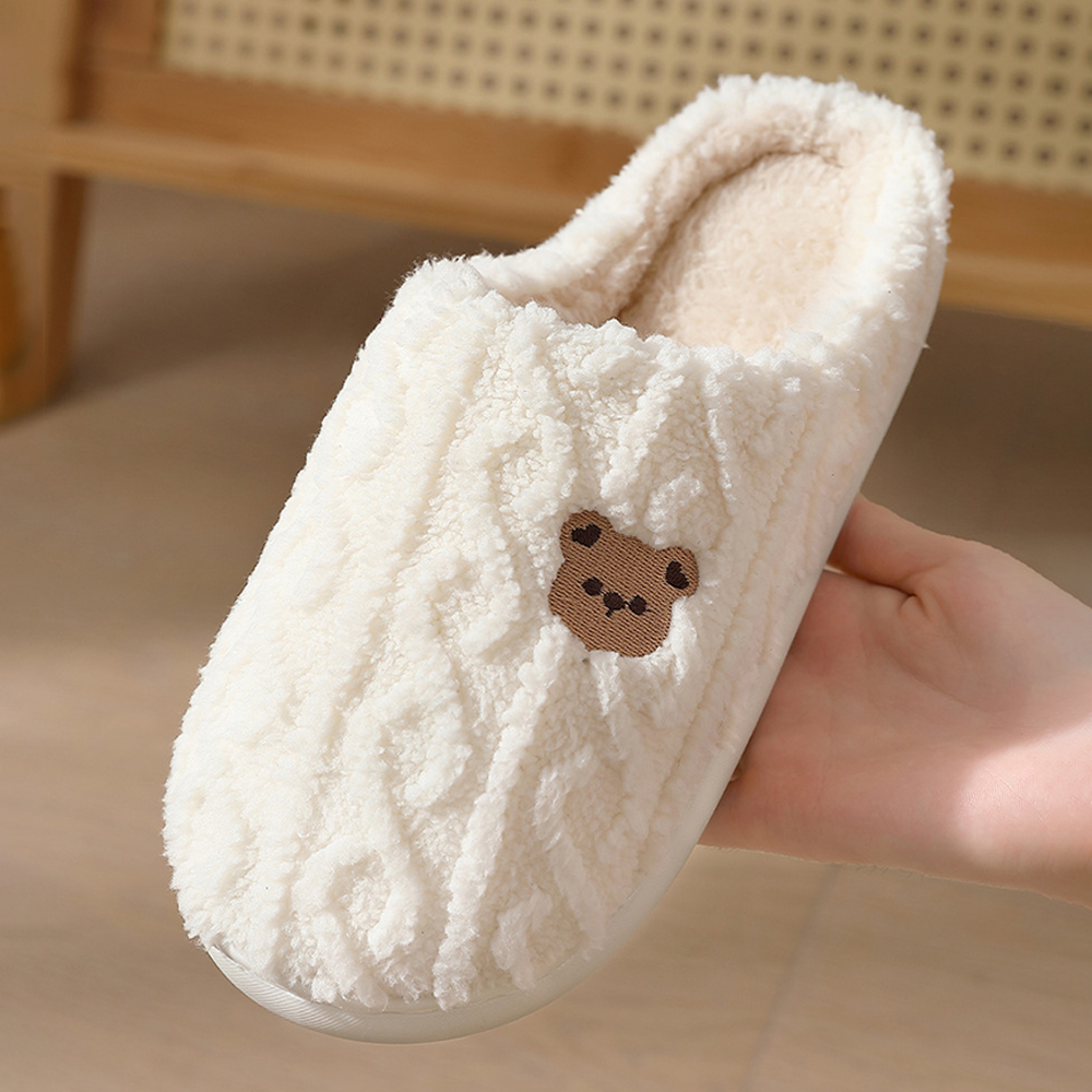 겨울실내화 털실내화 사무실 방한 실내용 슬리퍼 여성 학교 극세사곰돌이